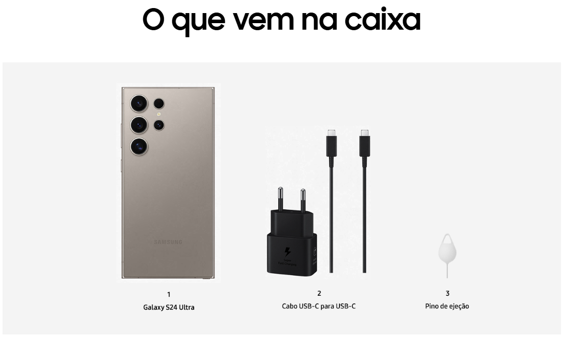 carregador que vem na caixa do s24ultra